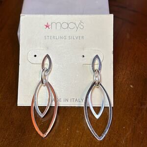Macy’s Sterling Silver Earrings #87. New on Card